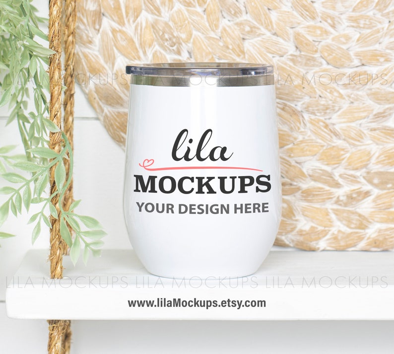 White 12 oz Wine Tumbler MOCKUP photo / JPG photo of a
