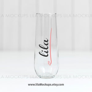 Mockup photo of 8 oz stemless champagne glass / stemless champagne flute mock-up photo / champagne glass stock photo