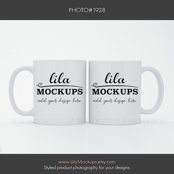 Mockup Photo Of Two 2 White Coffee Cups Coffee Mugs Mock Up Etsy