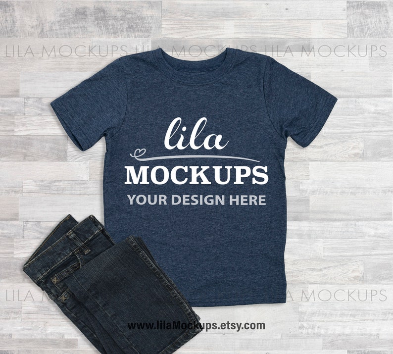 Download Navy blue kids tshirt MOCKUP photo / blue toddler short sleeve | Etsy