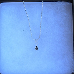 Dainty Black Onyx Sterling Silver Necklace: Teardrop Pendant