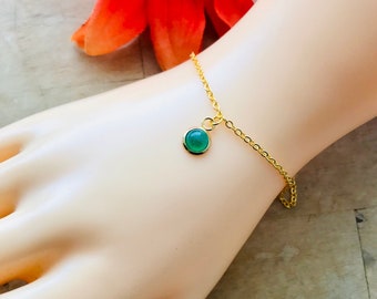 Dainty Jade Bracelet, Gold Silver Bracelet, Personalize Bracelet, Birthday Gift Bracelet, Mother’s Day Bracelet