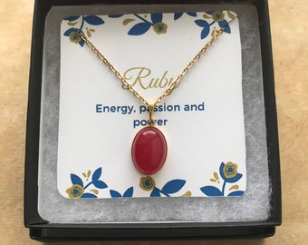 Ruby Red Necklace, Ruby Natural Stone Necklace , Ruby Pendant, Ruby Gemstone , Necklace for Women- Garnet