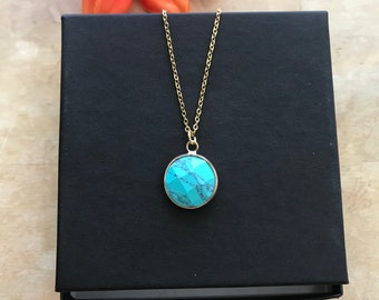 A Crystal Turquoise Necklace, Turquoise Gemstone Necklace, Turquoise Necklace,  Turquoise Stones, Gold Filled