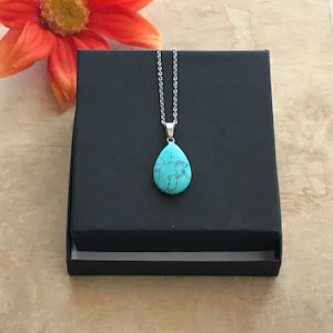 A Crystal Turquoise Necklace, Turquoise  Natural Gemstones, Turquoise  Necklace - Water Drop