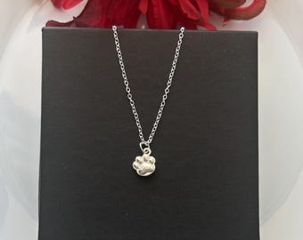 Silver Gold Tiny Dog Paw Necklace, Minimalist Paw Necklace, Animal Necklace, Dog Necklace, Pet Necklace 6mm