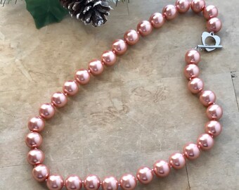 Collana Di Perle Conchiglia Mari Del Sud Champagne 12mm - Placcato Argento, Fatto A Mano - Foto 2