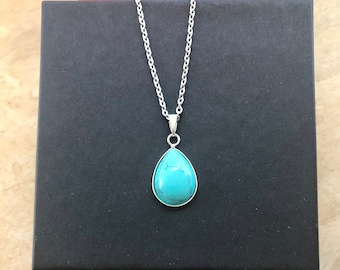 A Crystal Turquoise Necklace, Turquoise  Natural Gemstones, Turquoise  Necklace - Water Drop