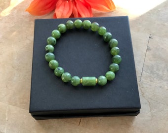JADE BRACELET-Green Jade Bracelet-8mm Gemstone Beads-Gift-,Man Woman Gift-Good Luck Bracelet-Gift