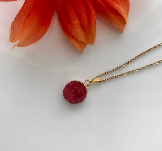 Red druzy best sale necklace