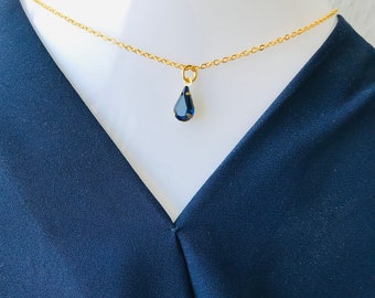 Dainty SAPPHIRE Necklace, Sapphire Birthstone Necklace,Chrystal Glass Birtstone Necklace, Jan- Dec. Birthstone Necklace