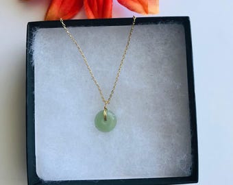 13mm Light Jade Donut Necklace ,Jade Gemstone, Jade Natural Stone Pendants, Natural Green Jade, Good Luck Gift for Friends, Mother Gift