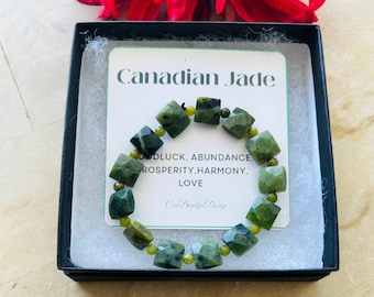 Canadian Nephrite Jade Bracelet: Good Luck Gemstone (6mm-8mm)