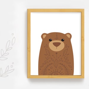 Woodland Bear Printable Diy Wall Art Print Woodland Nursery - Etsy