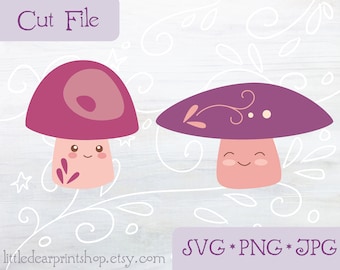 SVG Mushroom Friends cut files for Cricut, Silhouette, PNG, JPG nautical animal clip art