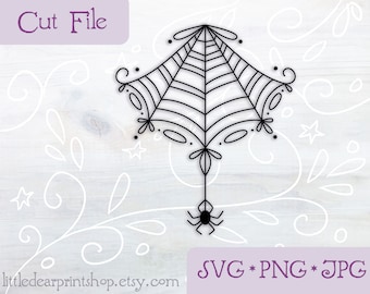 SVG Spiderweb gesneden bestand voor Cricut, Silhouet, PNG, JPG Halloween clip art