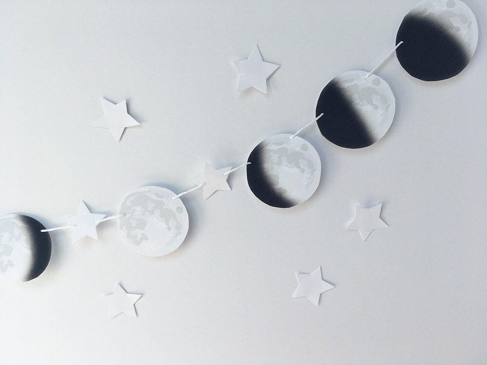 Printable Moon Phases Garland Party Decorations Make Celestial Etsy