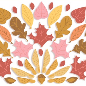 Décor de feuilles d'automne d'automne, PDF, SVG, fichiers d'artisanat imprimables PNG pour guirlandes, couronnes, mandalas, décor de salle de classe et plus encore image 3