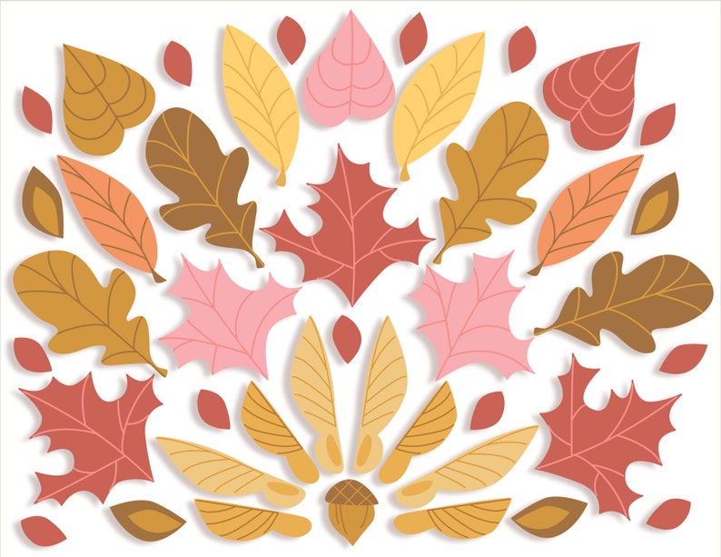 Décor de feuilles d'automne d'automne, PDF, SVG, fichiers d'artisanat imprimables PNG pour guirlandes, couronnes, mandalas, décor de salle de classe et plus encore image 3