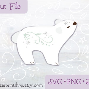 SVG Polar Bear cut files for Cricut, Silhouette, PNG, JPG Christmas Winter Holiday woodland animal clip art