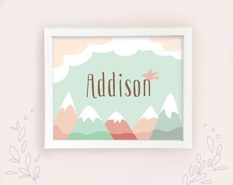 Printable Mountain Sun Adventure Nursery Decor Wall Art Print | Etsy