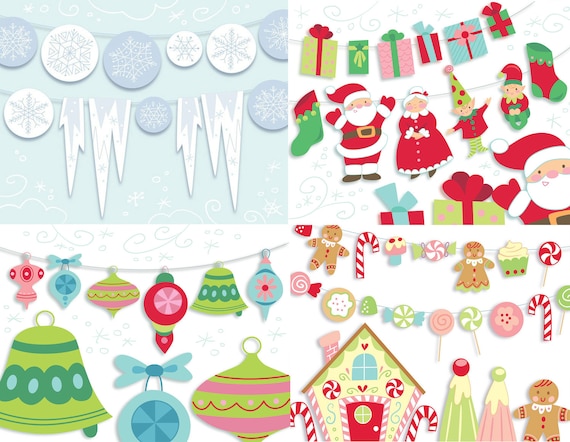 four sets of printable christmas party decorations gingerbread etsy
