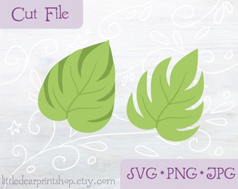 SVG Tropisch blad gesneden bestand voor Cricut, Silhouet, PNG, JPG tropische bladeren monstera illustraties