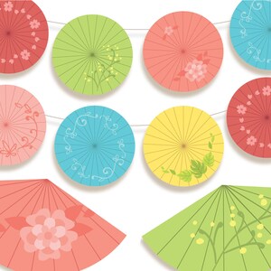 Printable Paper Parasols party decor PDF, make Garlands, Banners, Umbrellas and more image 2