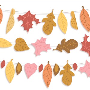 Autumn Fall Leaves decor, PDF, SVG, PNG printable craft files for Garlands, Wreaths, Mandalas, Classroom decor and more image 6