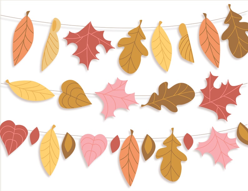 Autumn Fall Leaves decor, PDF, SVG, PNG printable craft files for Garlands, Wreaths, Mandalas, Classroom decor and more image 6