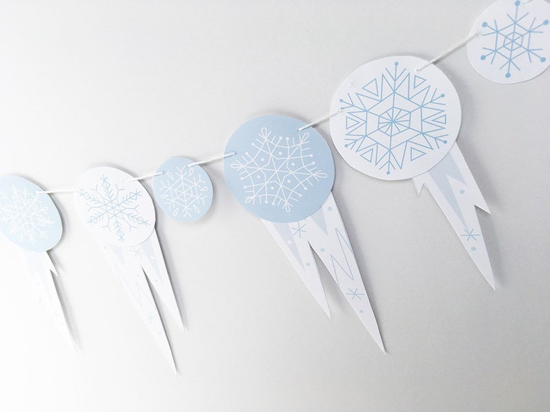 Printable Snowflakes and Icicles Garland and party decor PDF | Etsy