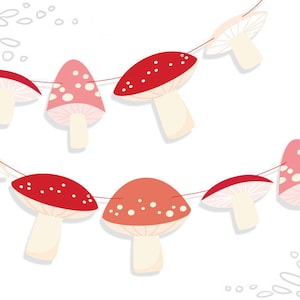 Printable Mushrooms woodland art PDF, SVG, PNG digital files, make party decor, Garlands, Stickers, Cards, Cupcake Toppers, more!