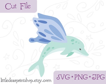 SVG Dolphlutter dolphin butterfly cut file for Cricut, Silhouette, PNG, JPG fantasy sea creature clip art