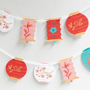 diy Printable Paper Lanterns Garland, PDF, PNG, SVG download art for Party Decorations, Scrapbooking and More image 1