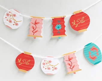 diy Printable Paper Lanterns Garland, PDF, PNG, SVG download art for Party Decorations, Scrapbooking and More