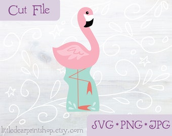 SVG Flamingo cut file for Cricut, Silhouette, PNG, JPG tropical beach ocean clip art