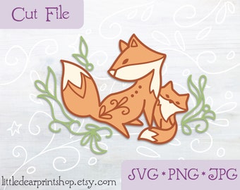 SVG Fox cut file for Cricut, Silhouette, PNG, JPG foxes clip art