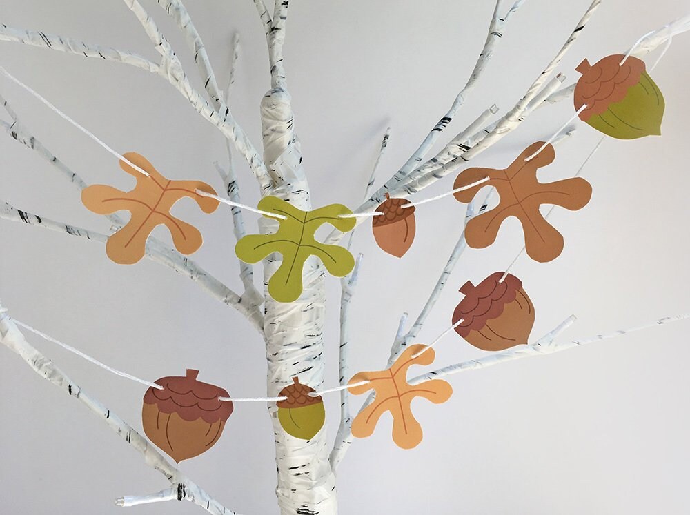 PDF SVG PNG Printable Leaves and Acorns Woodland Art - Etsy