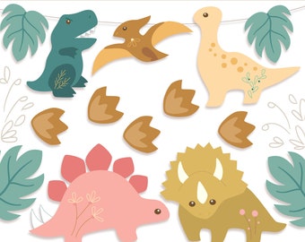 PDF, PNG, SVG Printable Dinosaur Party Decor craft files, cut files for cricut and silhouette make Garlands, Classroom decor and more!