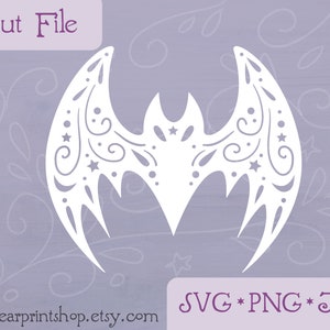 SVG Halloween Bat cut file for Cricut, Silhouette, PNG, JPG night sky mandala clip art image 2