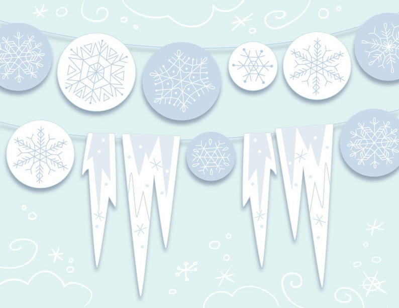 Printable Snowflakes and Icicles Garland and party decor PDF Etsy Printable Snowflakes and Icicles Garland and party decor PDF Etsy