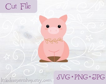 SVG Pig cut bestand voor Cricut, Silhouette, PNG, JPG boerderij dieren illustraties