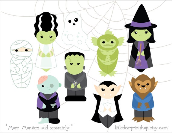Women Monsters Art Sticker Set, Trick or Treat, Vintage Halloween,  Halloween Stickers, Monster Sticker, Mod Monsters, Retro Female Monsters 