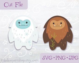 SVG Yeti en Sasquatch gesneden bestanden voor Cricut, Silhouette, PNG, JPG fantasy monster clip art