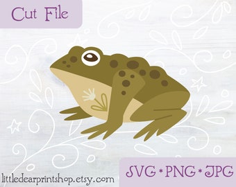 SVG Toad cut file for Cricut, Silhouette, PNG, JPG Spring garden amphibian animal clip art