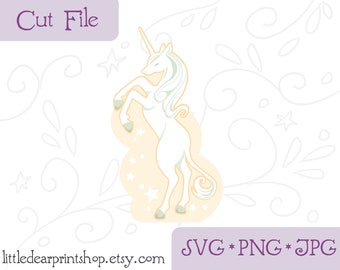 SVG Unicorn cut file for Cricut, Silhouette, PNG, JPG fantasy clip art