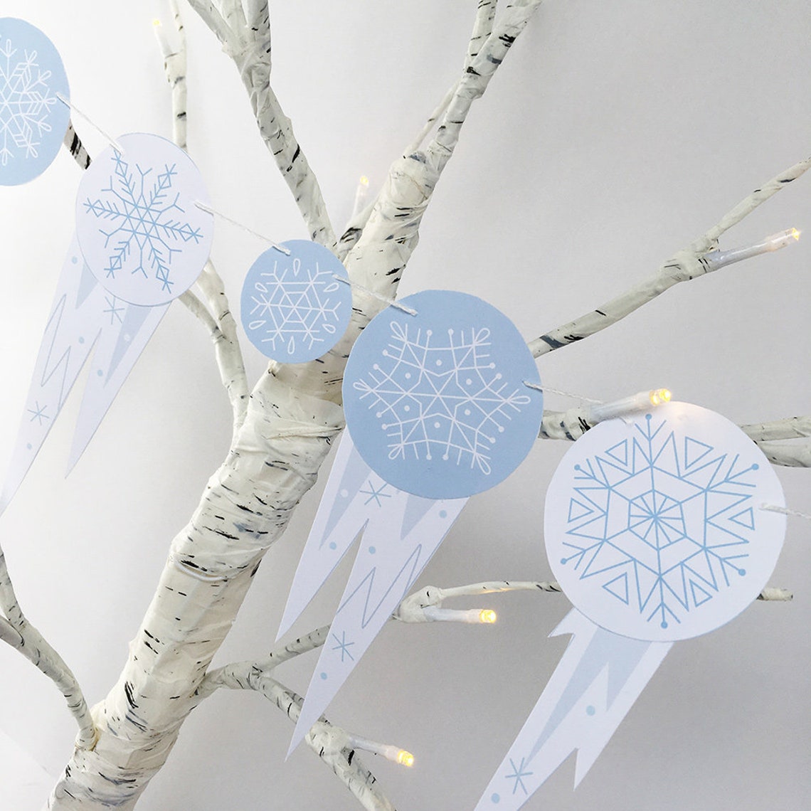 Printable Snowflakes and Icicles Garland and party decor PDF | Etsy