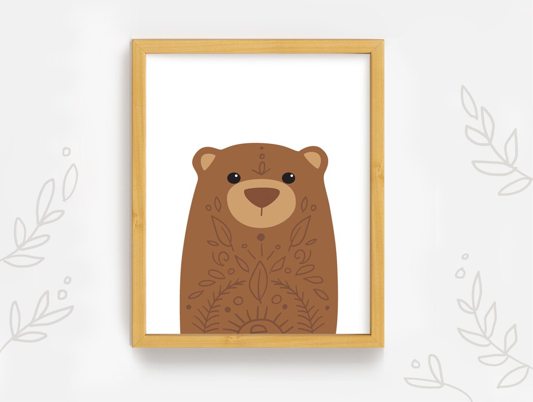 Woodland Bear Printable Diy Wall Art Print Woodland Nursery - Etsy