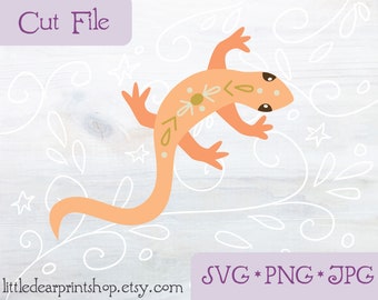 SVG Salamander hagedis gesneden bestand voor Cricut, Silhouet, PNG, JPG amfibie dier clip art