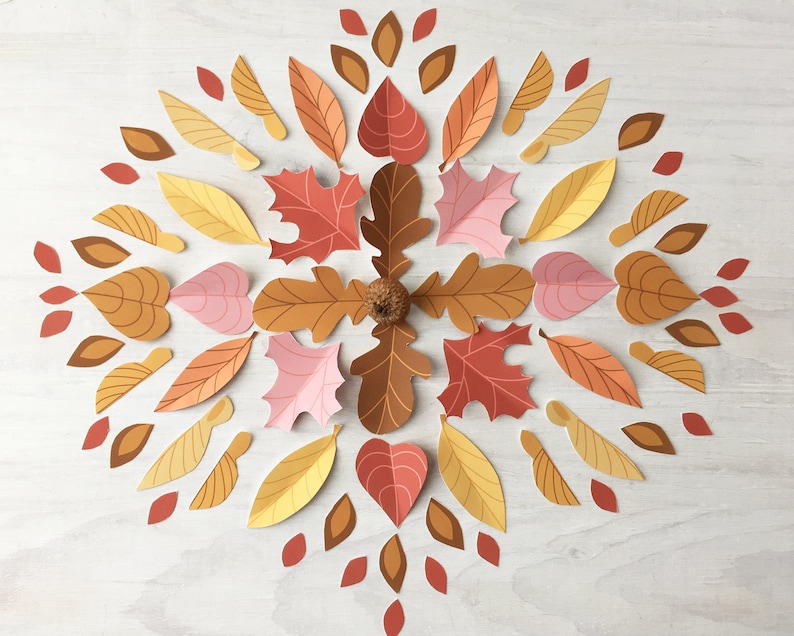 Décor de feuilles d'automne d'automne, PDF, SVG, fichiers d'artisanat imprimables PNG pour guirlandes, couronnes, mandalas, décor de salle de classe et plus encore image 2